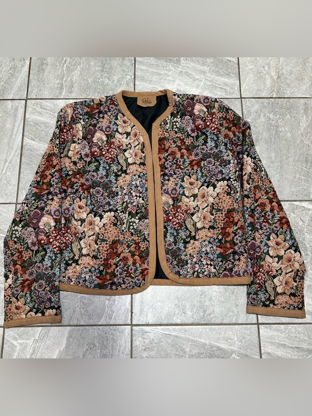 Vintage 1996 Handmade Floral Tapestry Jacket Women’s Medium Boho Gobelin - Picture 1 of 5